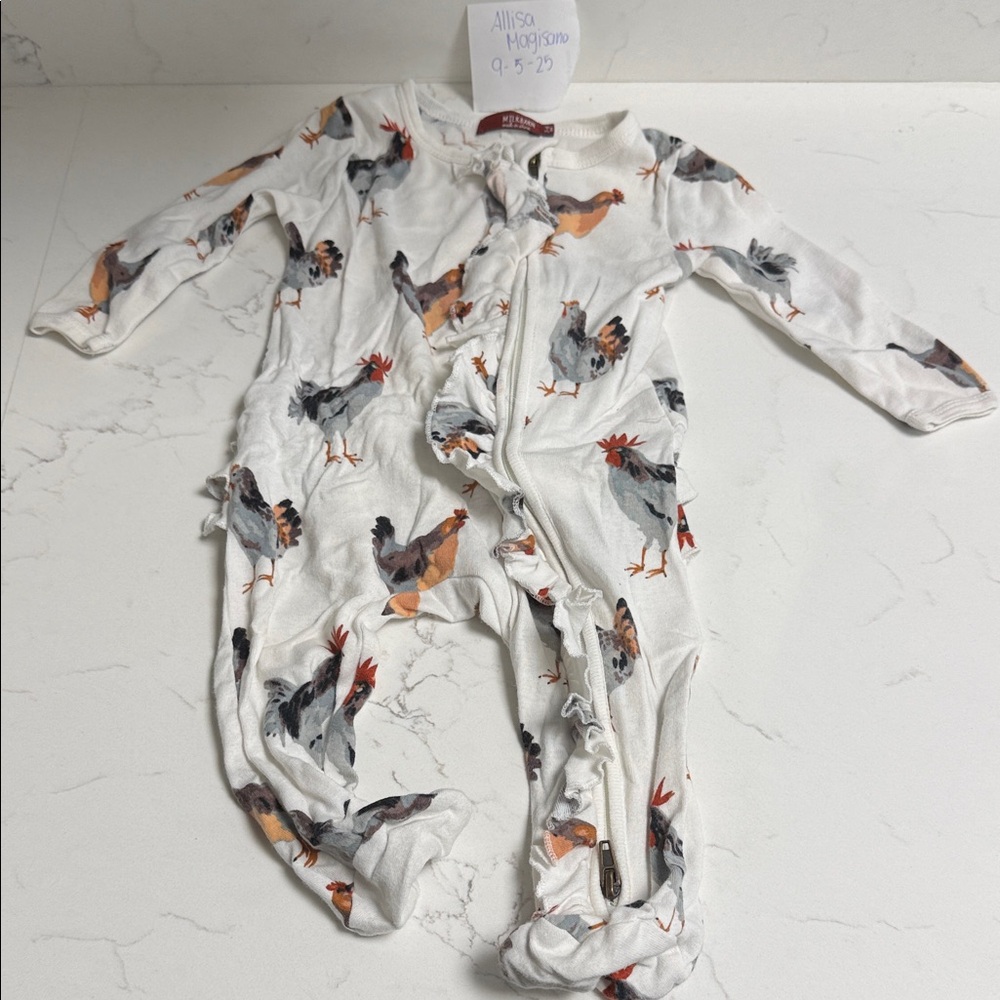 Milk barn Rooster ruffle butt zippy